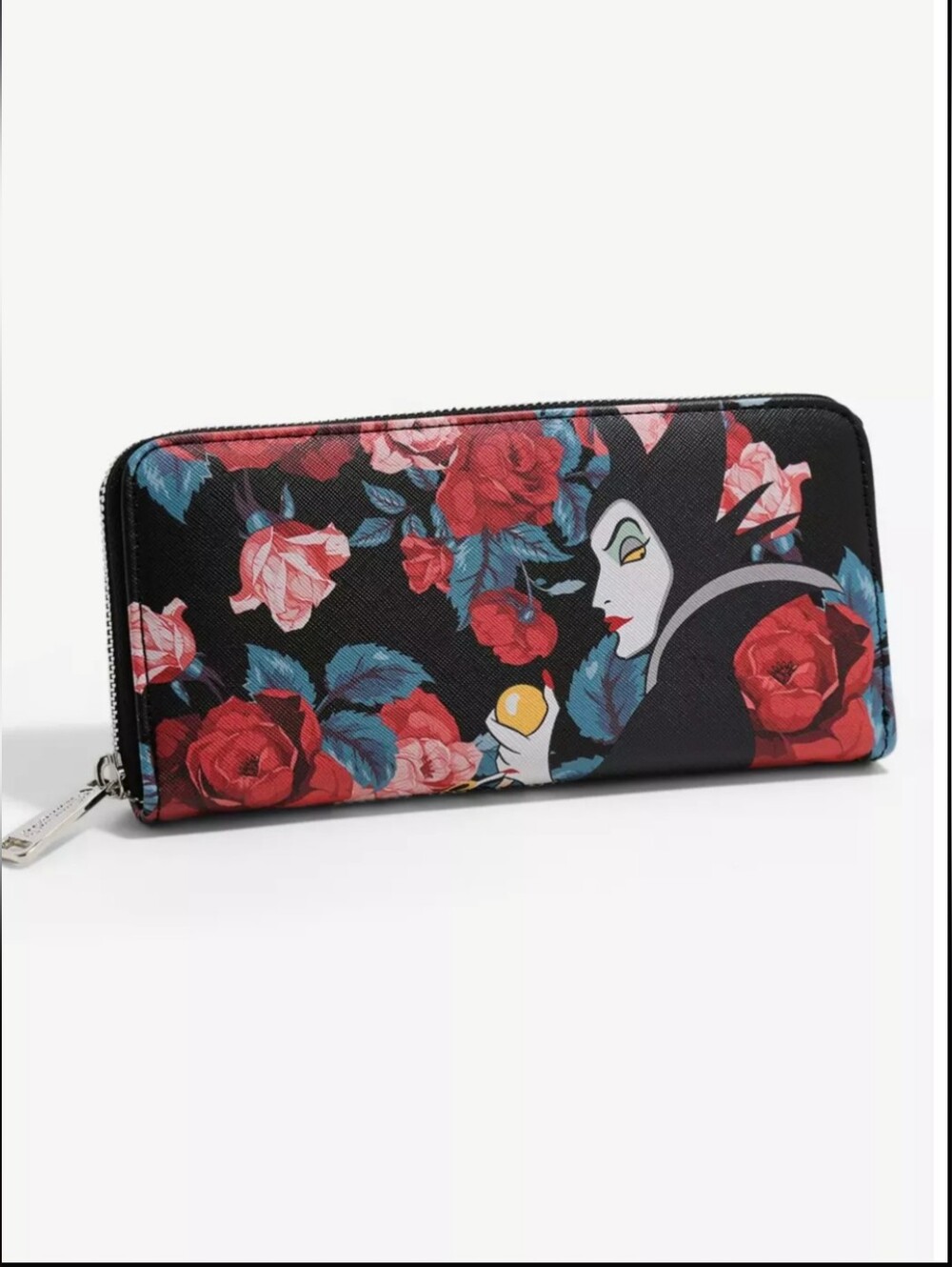 Disney Loungefly Maleficent Floral Zip Wallet - Black & Red